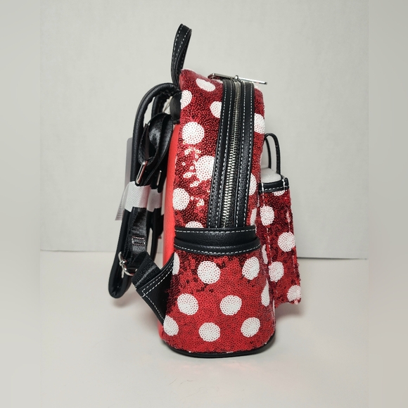 Loungefly Disney Parks Minnie Mouse Sequin Polka Dot Mini Backpack NWT - Picture 3 of 10